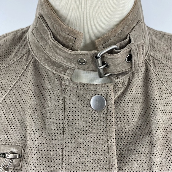 DANIER leather suede high neck jacket beige size S - Picture 7 of 14